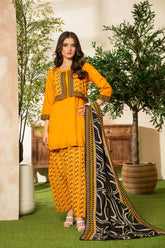 Lime Light Mustard Yellow – Digital Printed Chamki Lawn Shirt with Dupatta & Trouser (U2503)